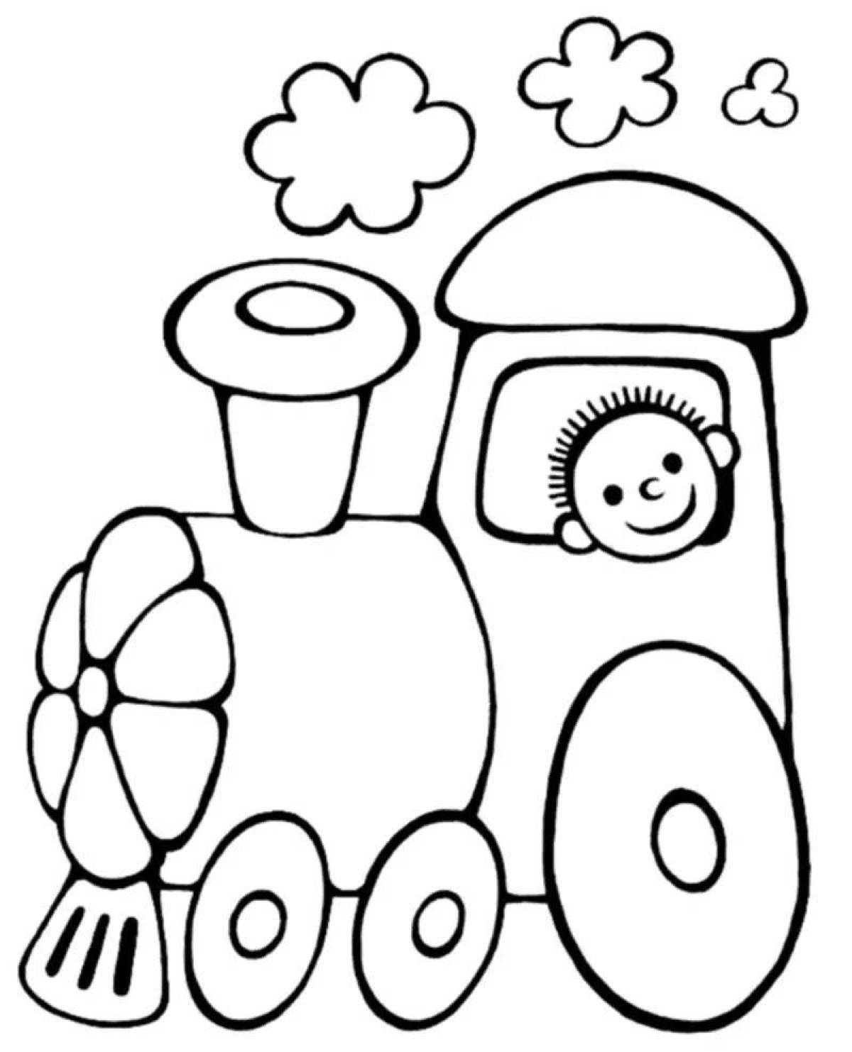 Живой поезд-раскраска для малышей 2-3 лет
