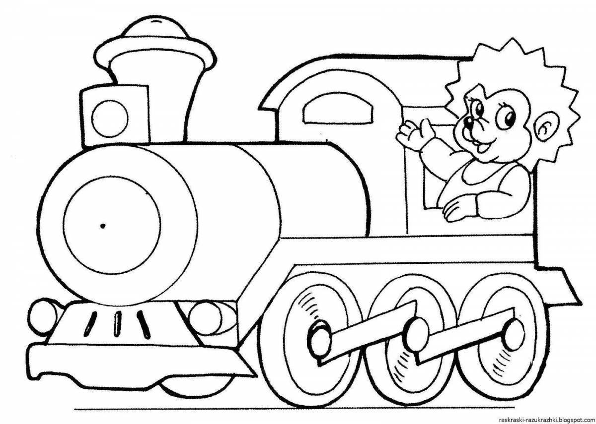 Блестящий поезд раскраски для детей 2-3 лет