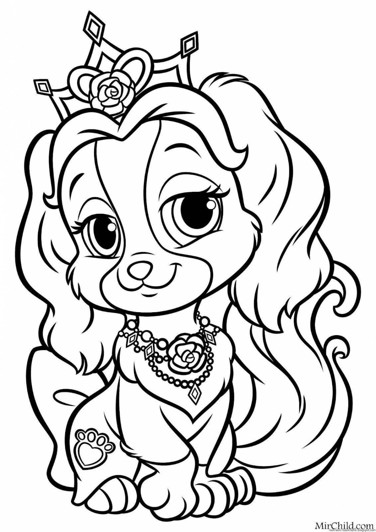 Happy coloring page for 7 years girls animals