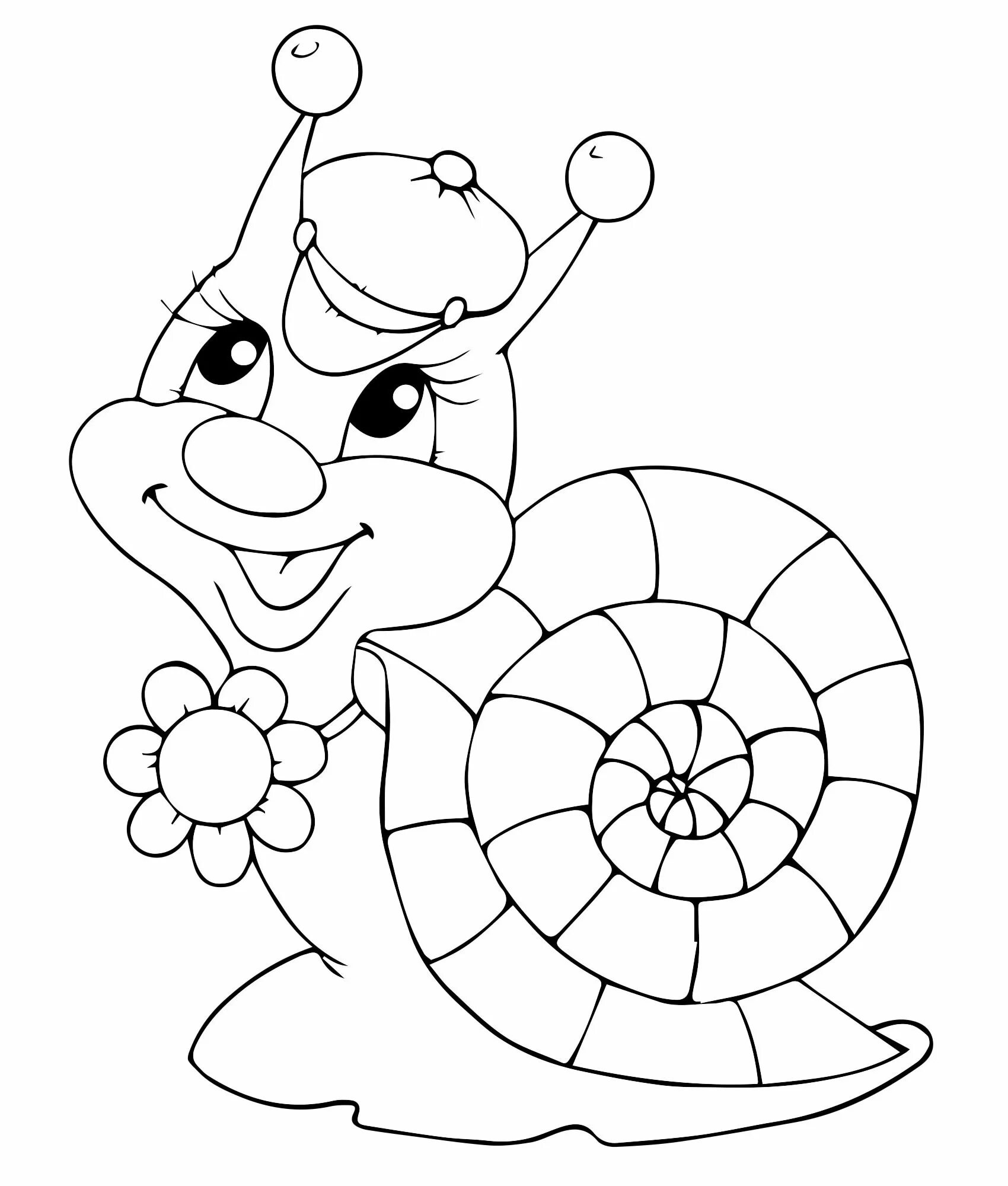 Joyful coloring snail for children 3-4 years old