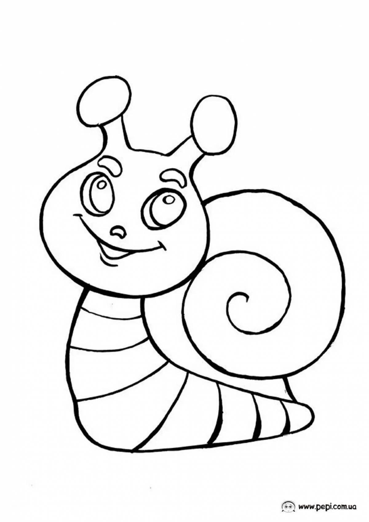 Colouring snail for children 3-4 years old