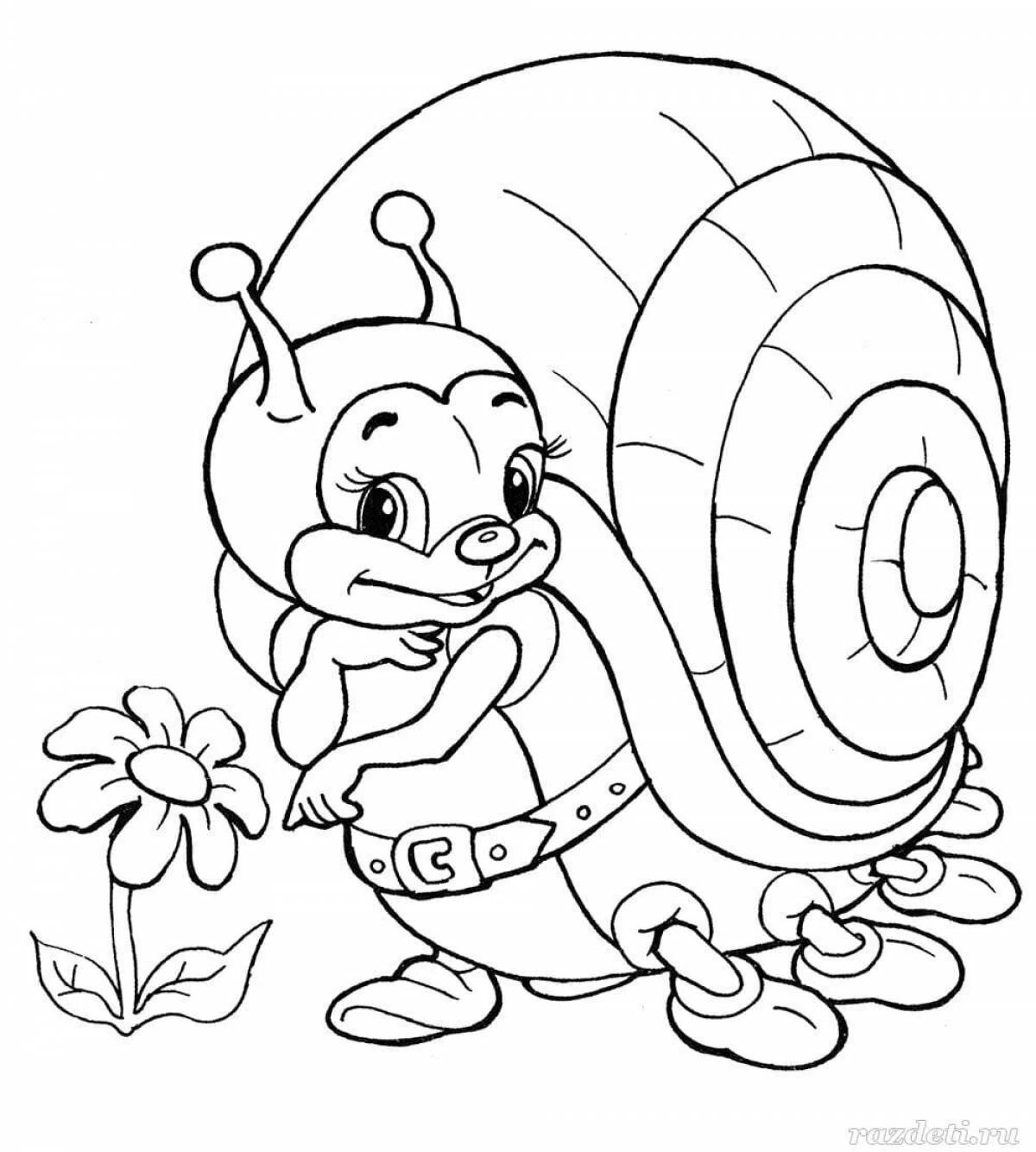 Funny snail coloring book for 3-4 year olds