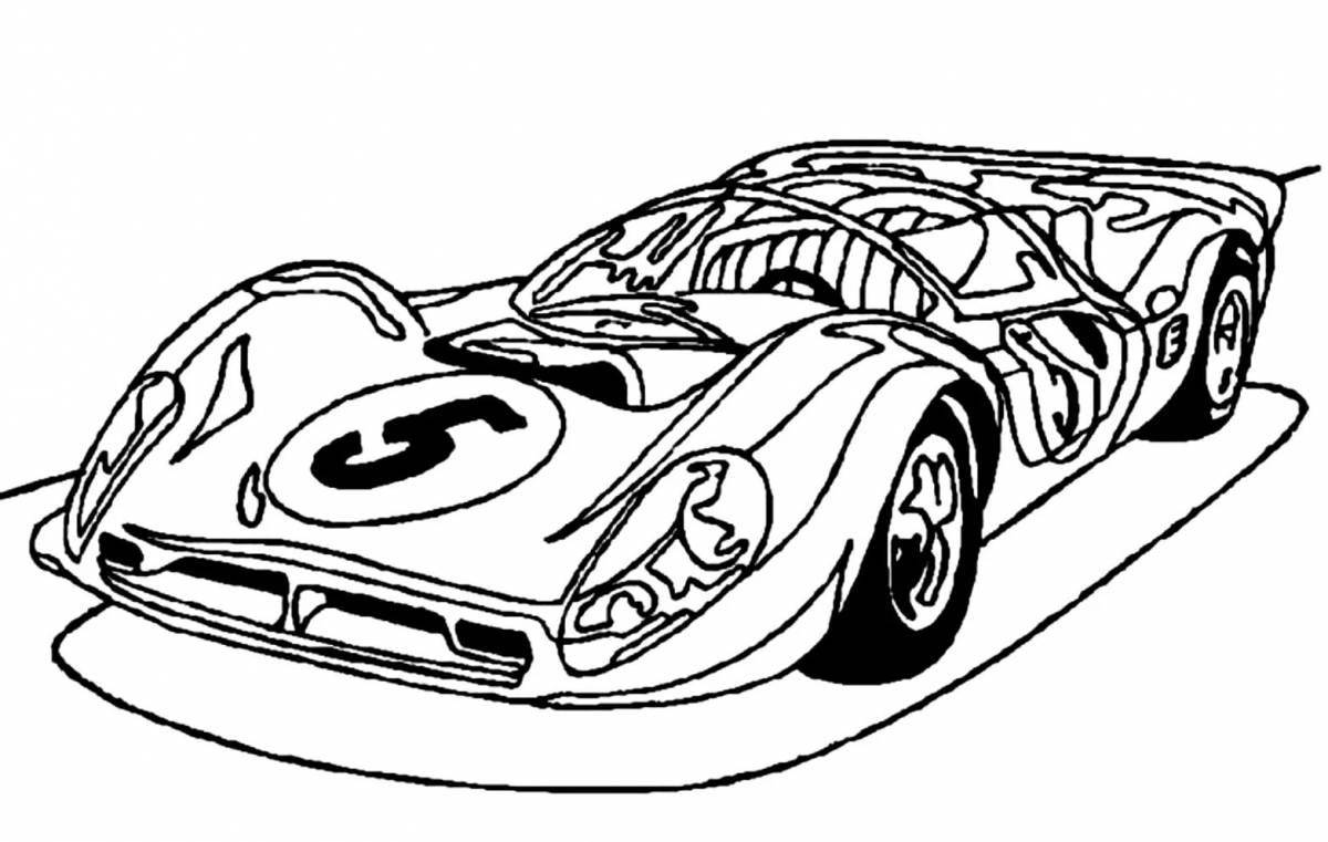 Shiny racing car coloring book for 6-7 year olds