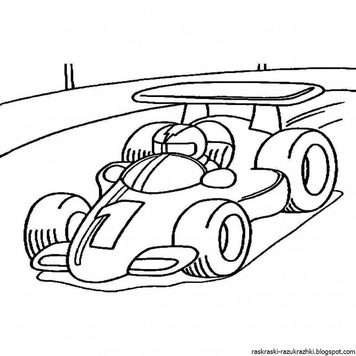 Outstanding racing car coloring book for 6-7 year olds