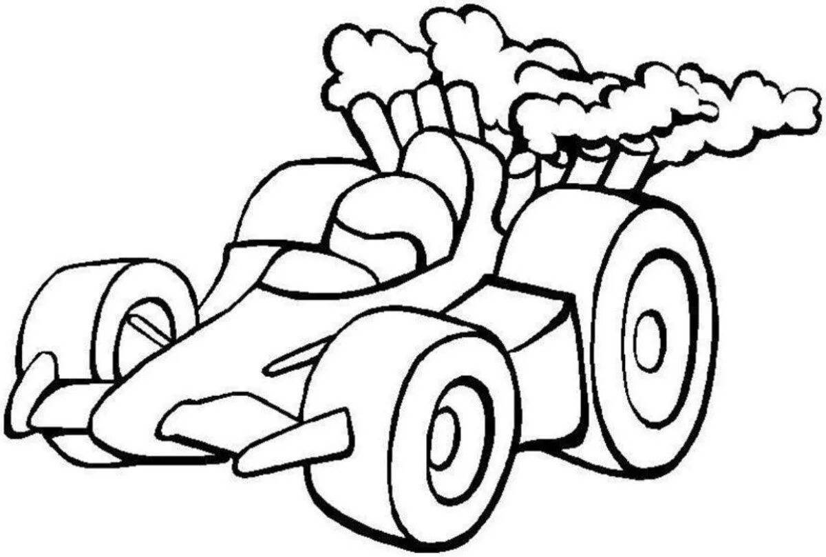 Coloring book cute racing car for 6-7 year olds
