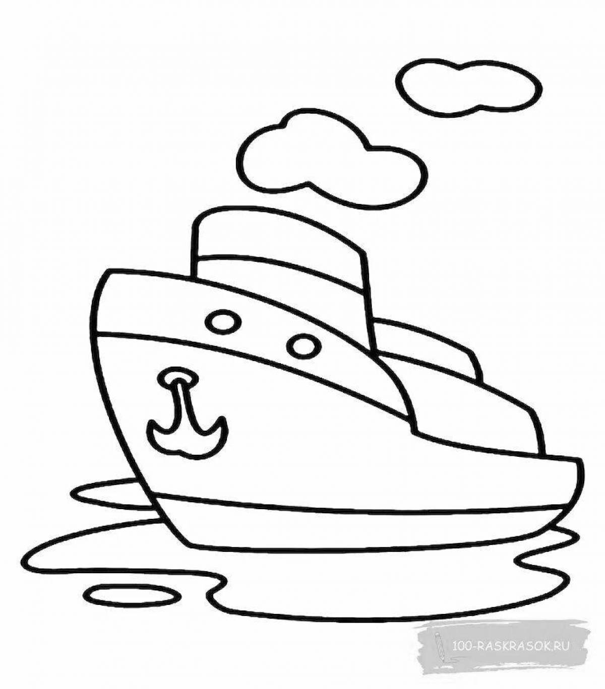 Fun boat coloring for 4-5 year olds