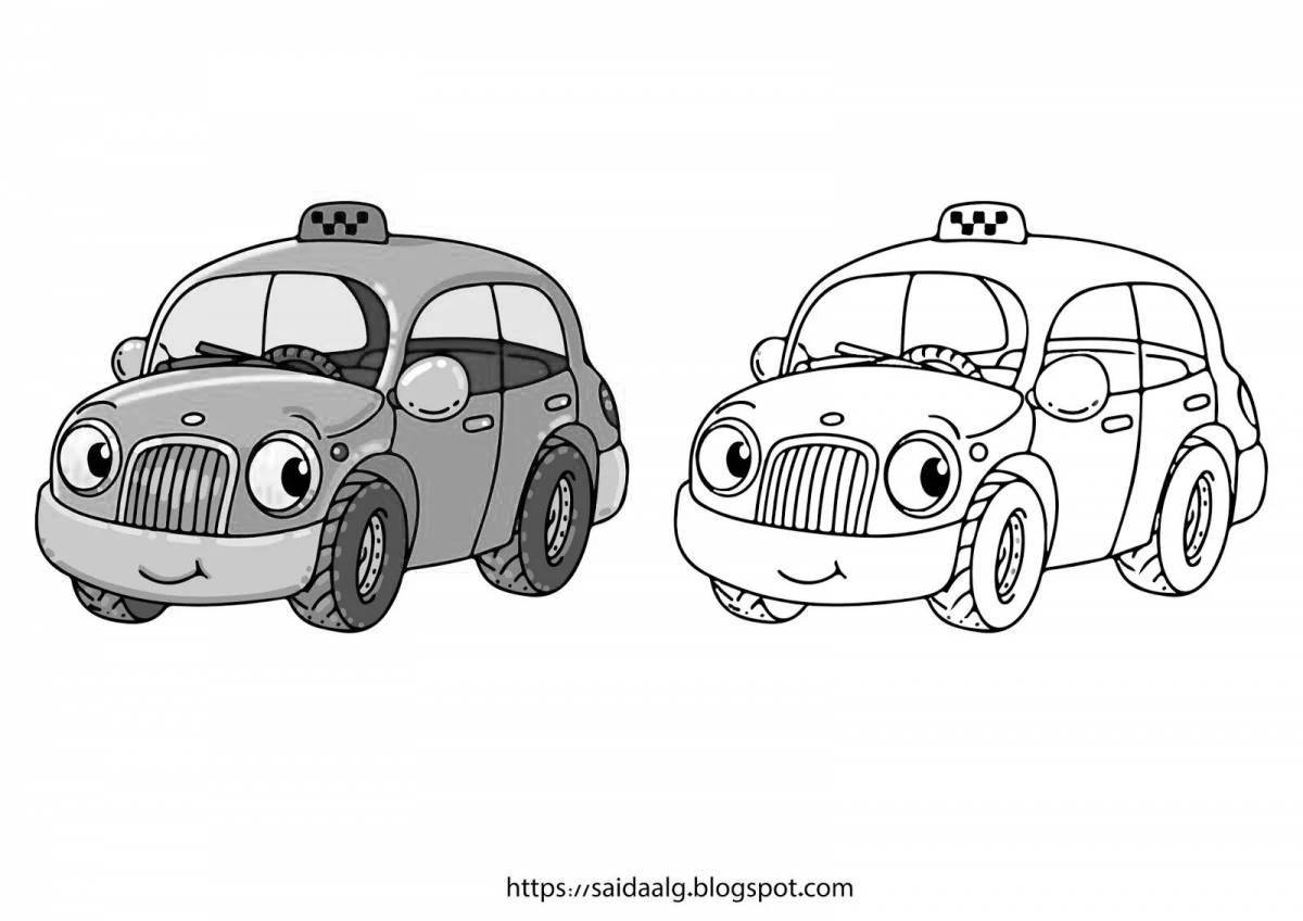 Fun taxi coloring for children 3-4 years old