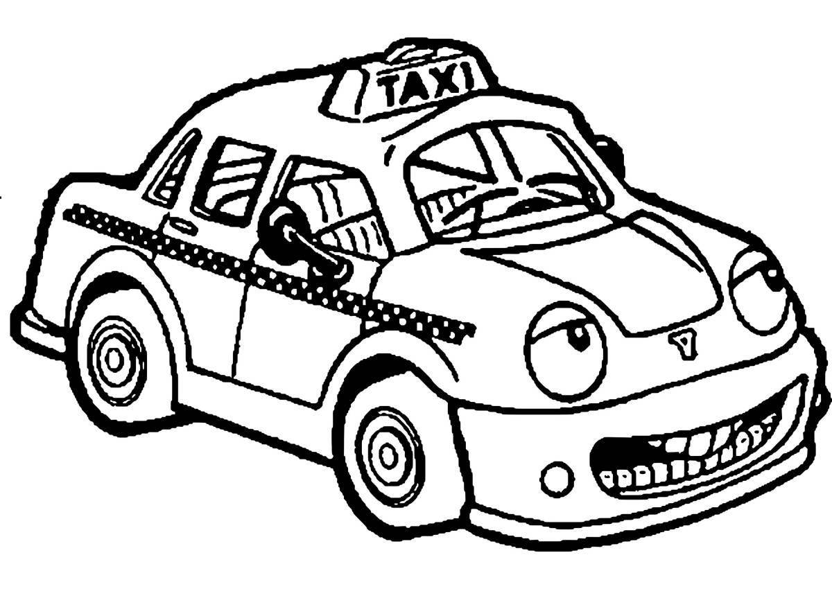 Развлекательная раскраска такси для детей 3-4 лет