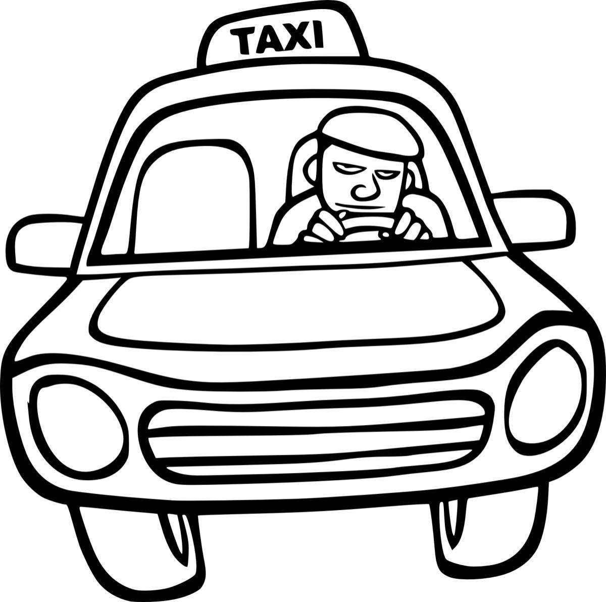 Cute taxi coloring book for kids 3-4 years old