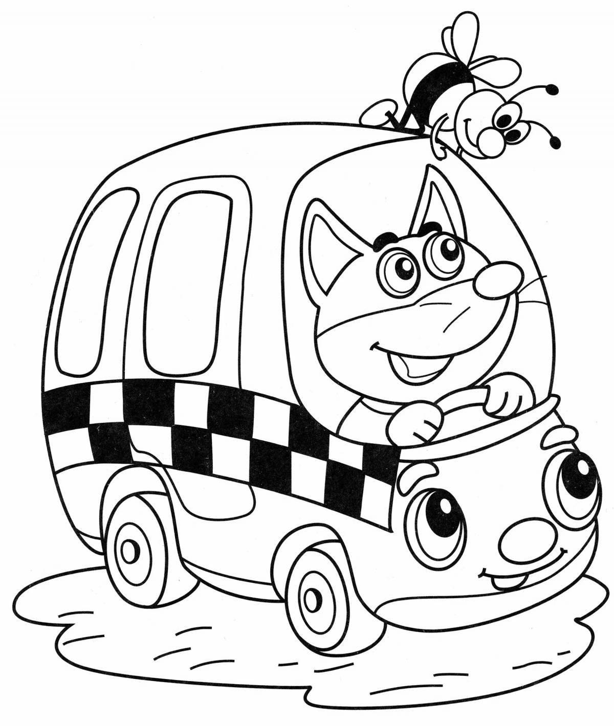 Gorgeous taxi coloring book for 3-4 year olds