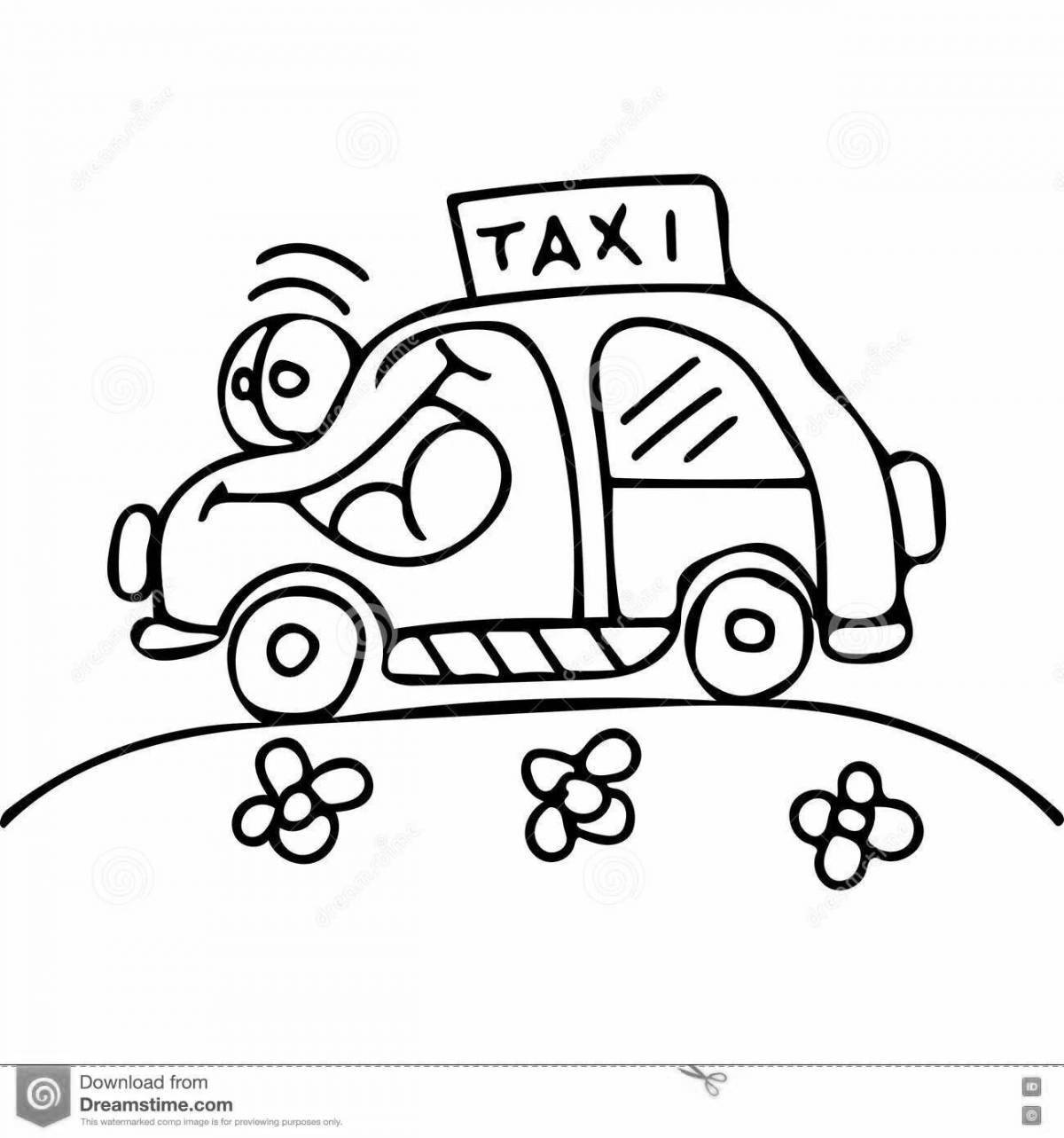 Coloring book nice taxi for children 3-4 years old