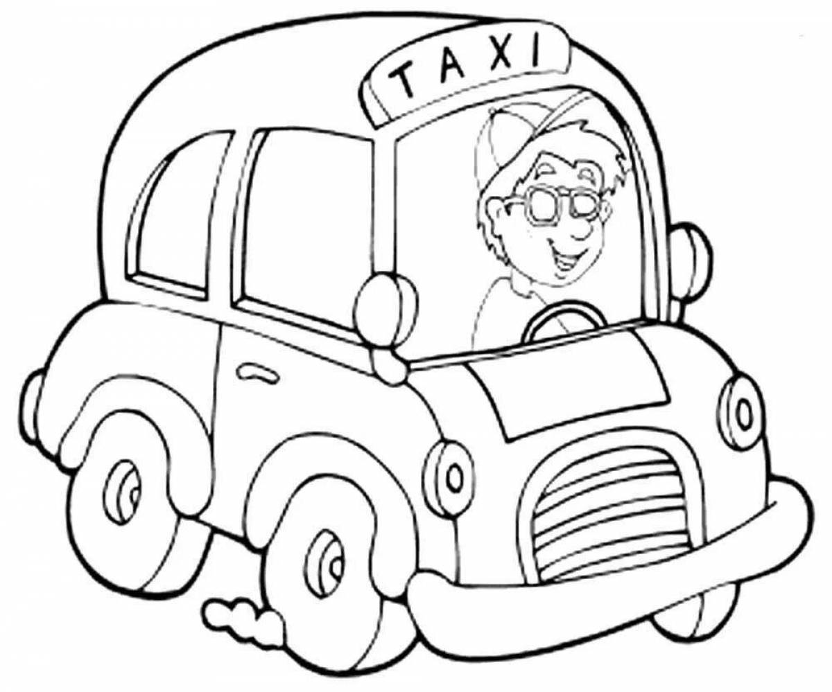 Exquisite taxi coloring book for kids 3-4 years old