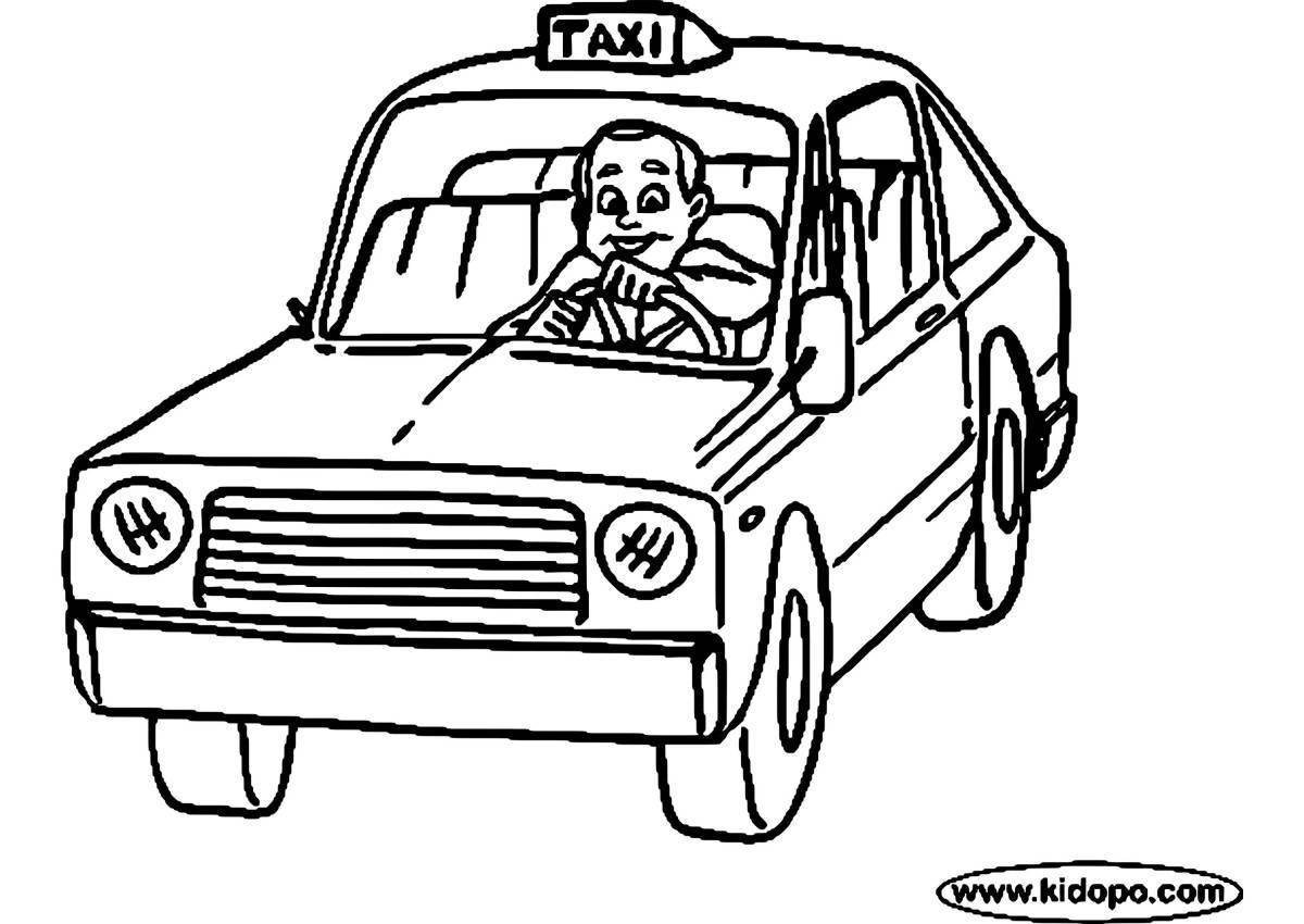 Adorable taxi coloring pages for 3-4 year olds