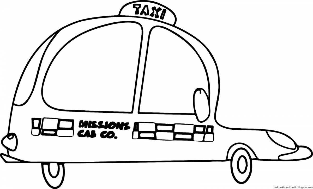 Color-frenzy taxi coloring page for children 3-4 years old