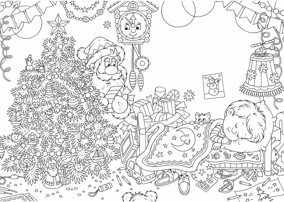 Яркая большая рождественская раскраска