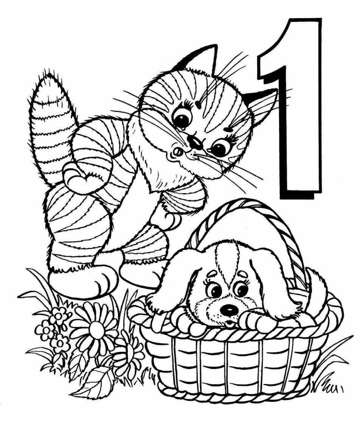 Shiny cat house coloring page for kids
