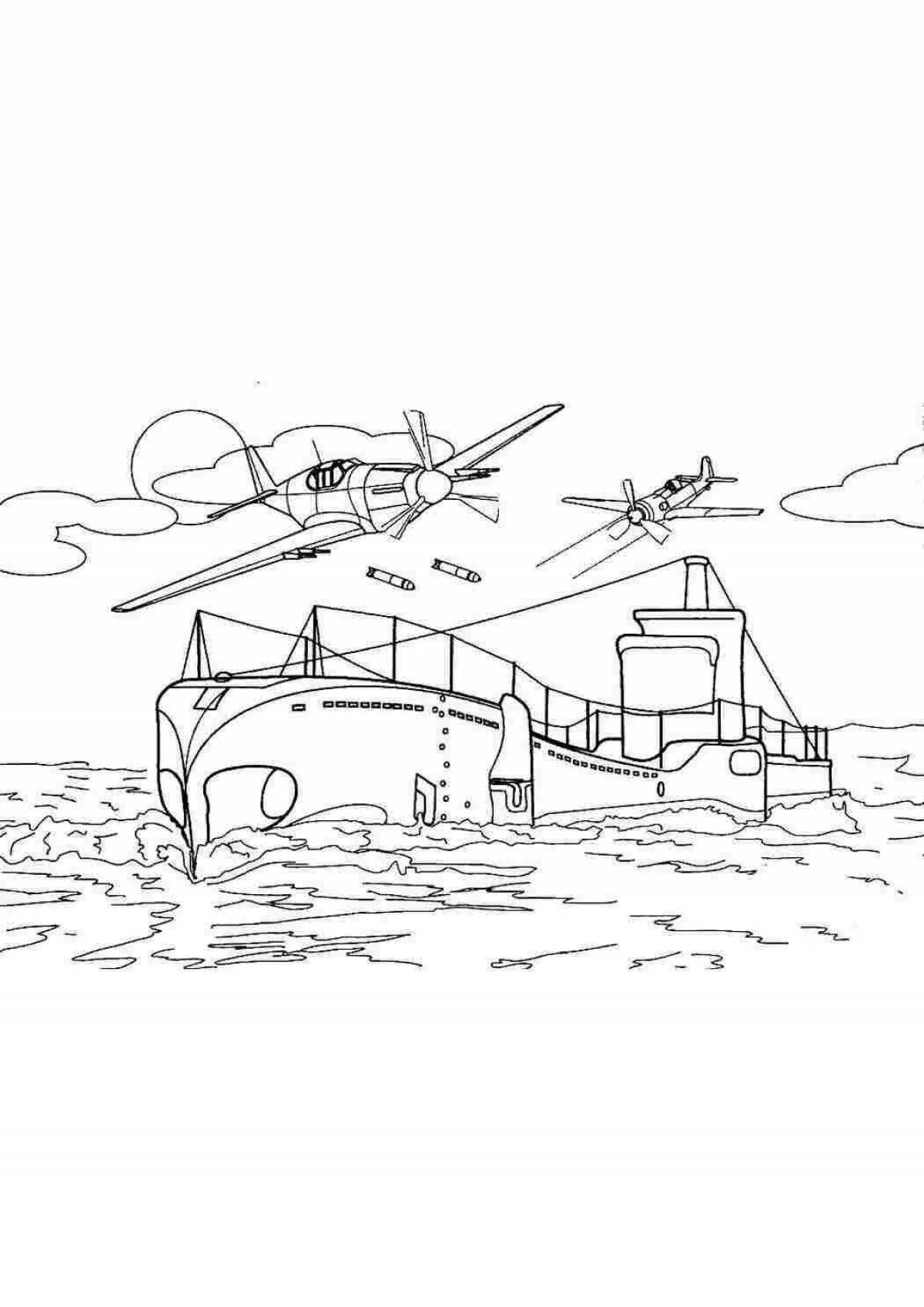 Colorful submarine coloring book for 5-6 year olds
