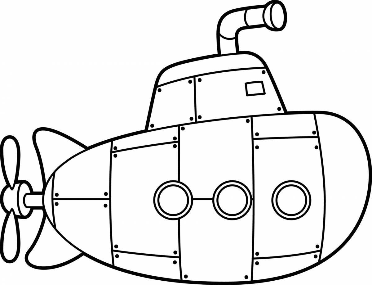 Яркая подводная лодка раскраски для детей 5-6 лет