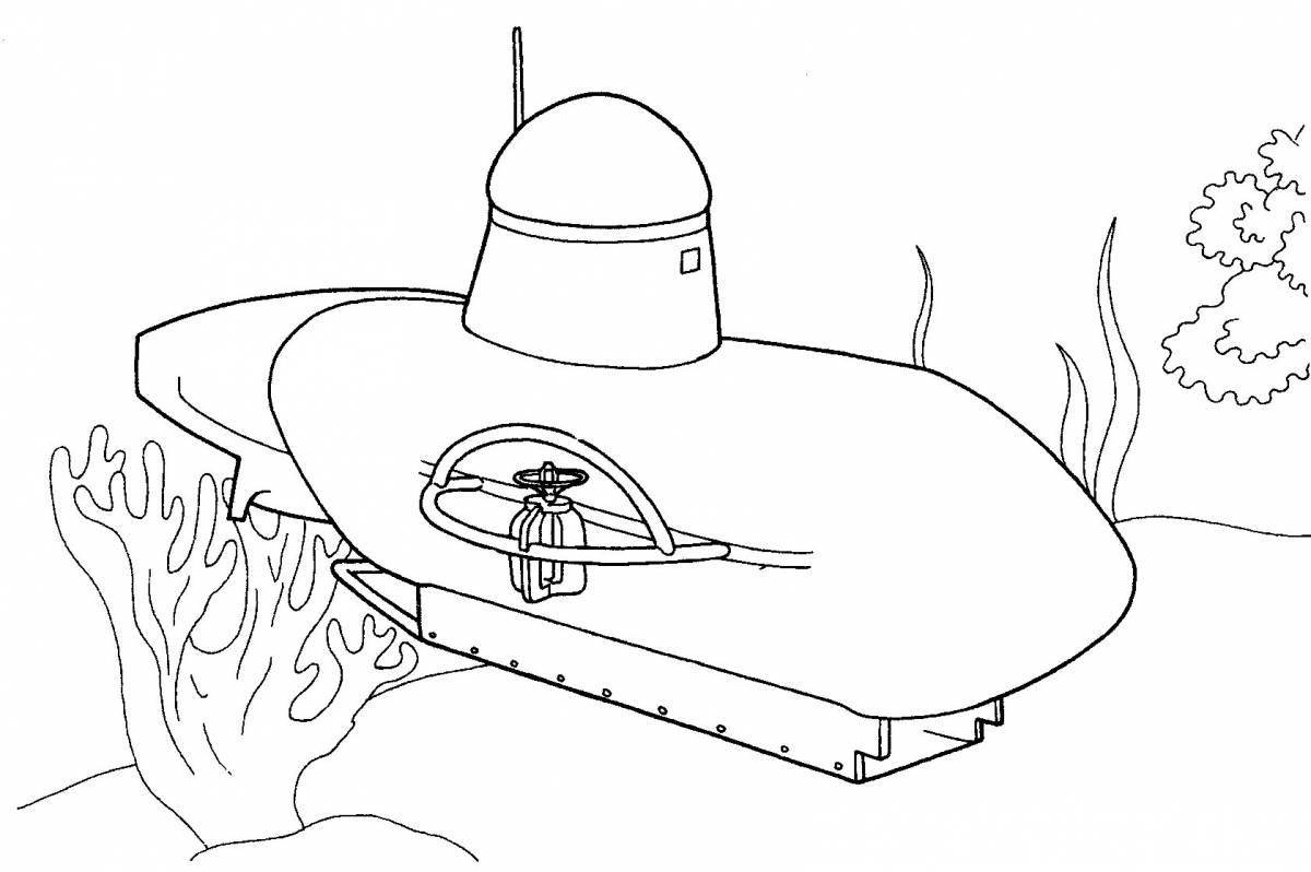 Развлекательная раскраска подводной лодки для детей 5-6 лет