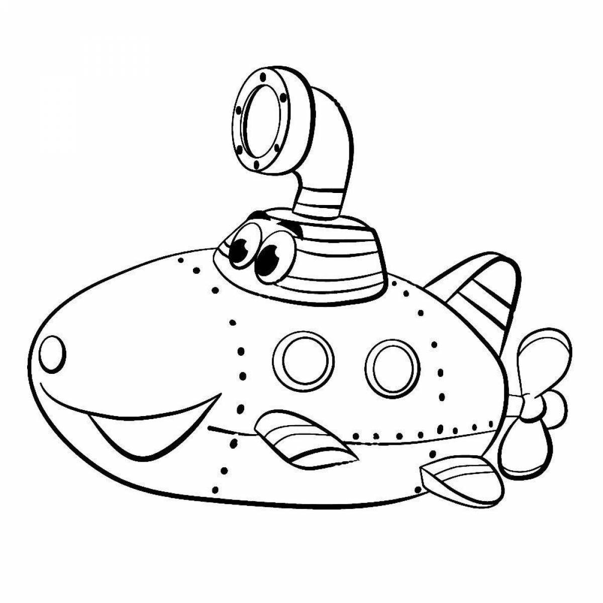 Раскраска «великолепная подводная лодка» для детей 5-6 лет