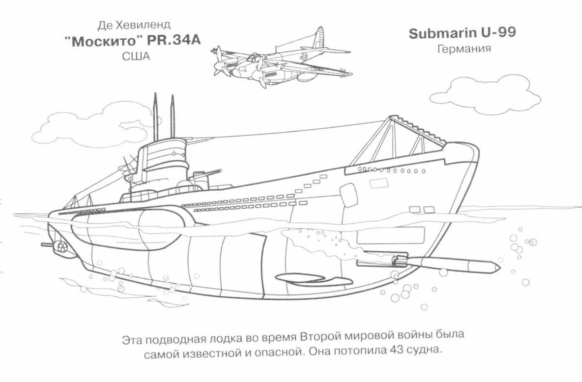 Outstanding submarine coloring book for 5-6 year olds