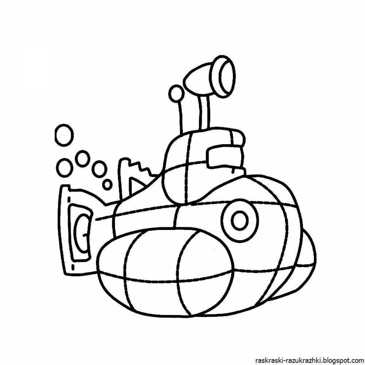 Wonderful submarine coloring book for kids 5-6 years old