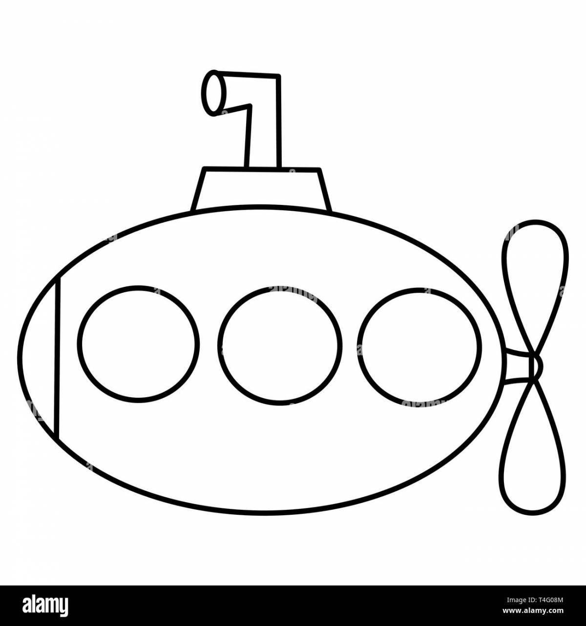 Adorable submarine coloring book for kids 5-6 years old