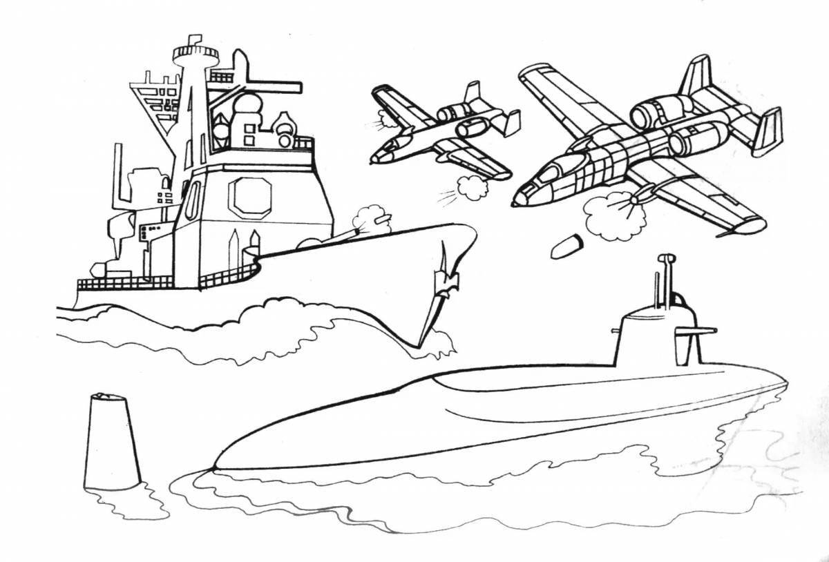 Cute submarine coloring book for 5-6 year olds