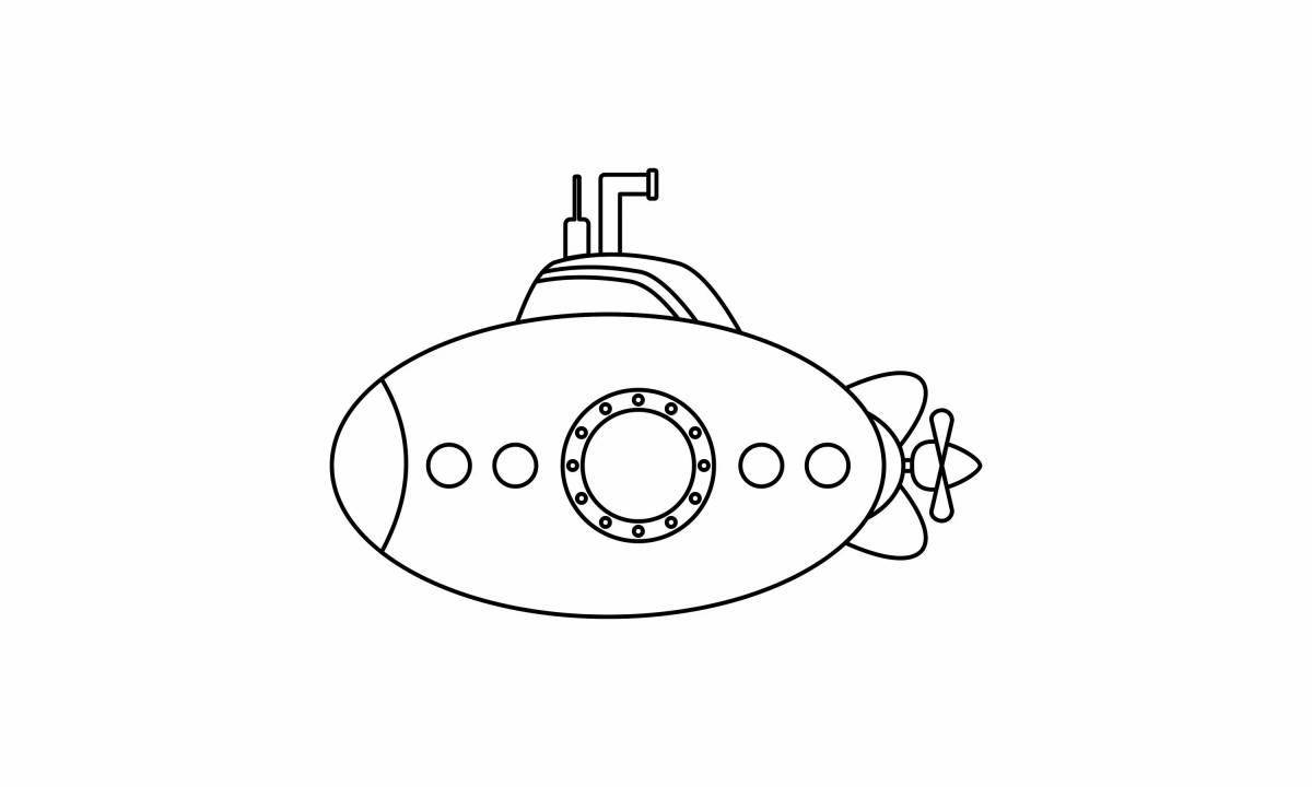 Sweet submarine coloring for children 5-6 years old