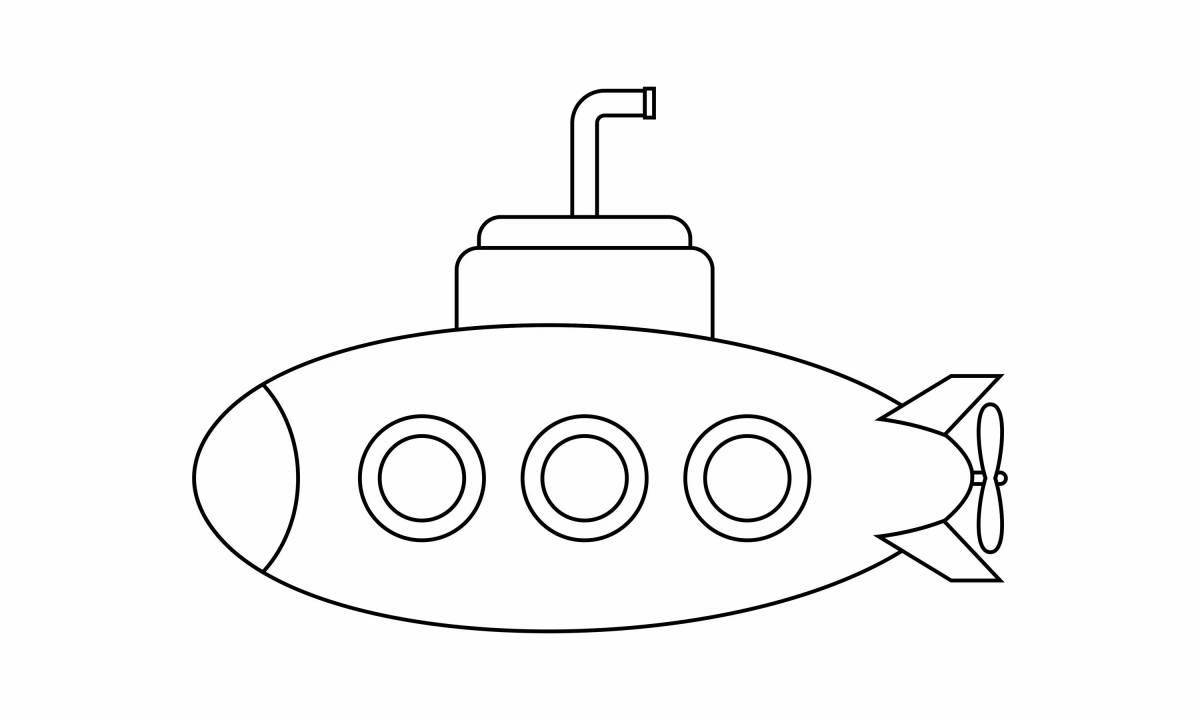 Живая раскраска подводной лодки для детей 5-6 лет