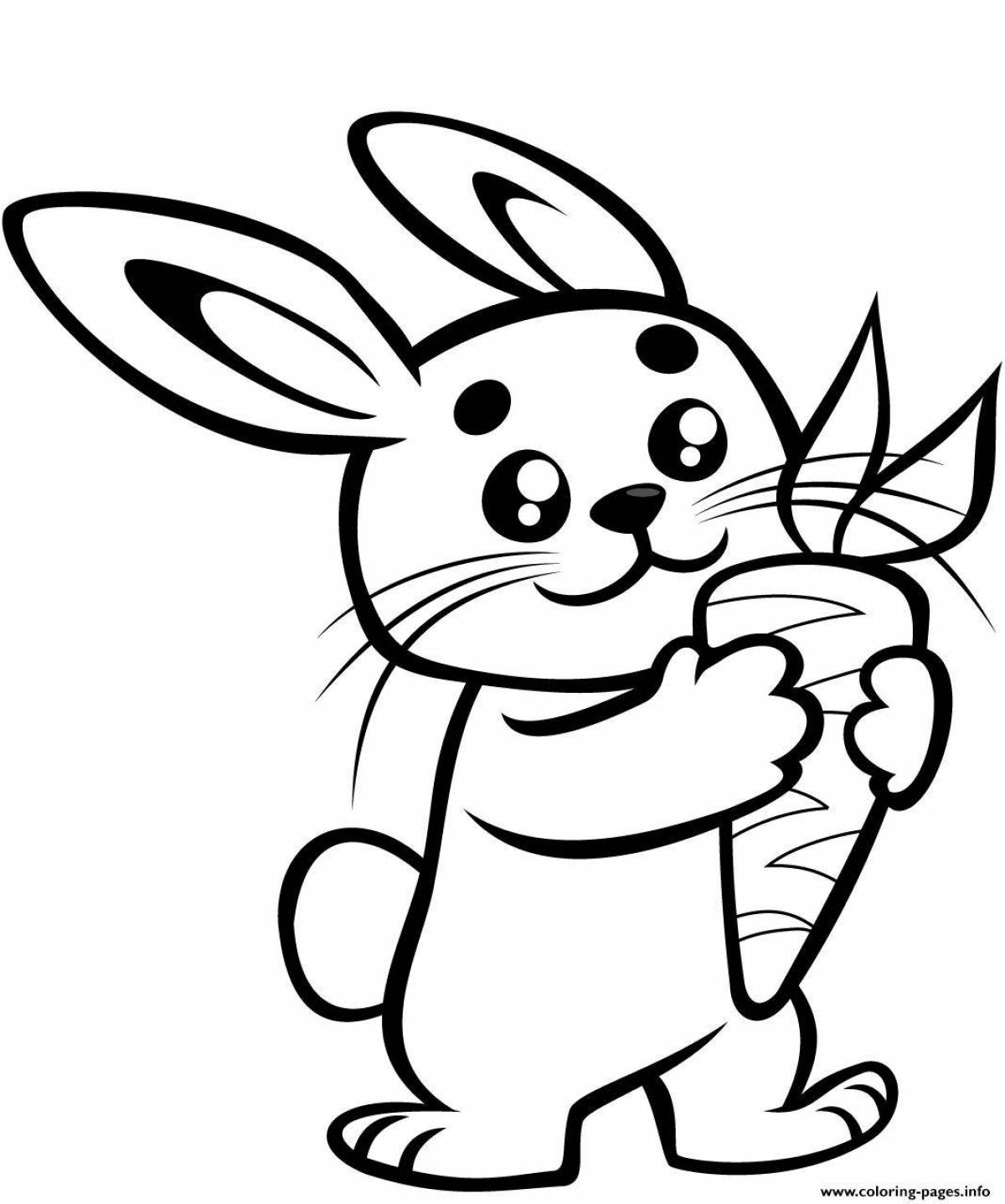 Coloring book happy rabbit for kids