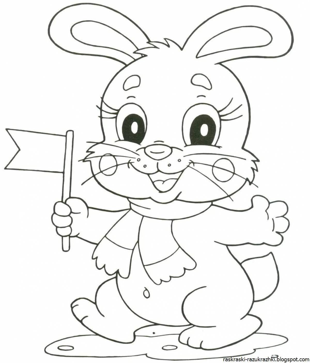 Glitter Bunny Coloring Page for Toddlers