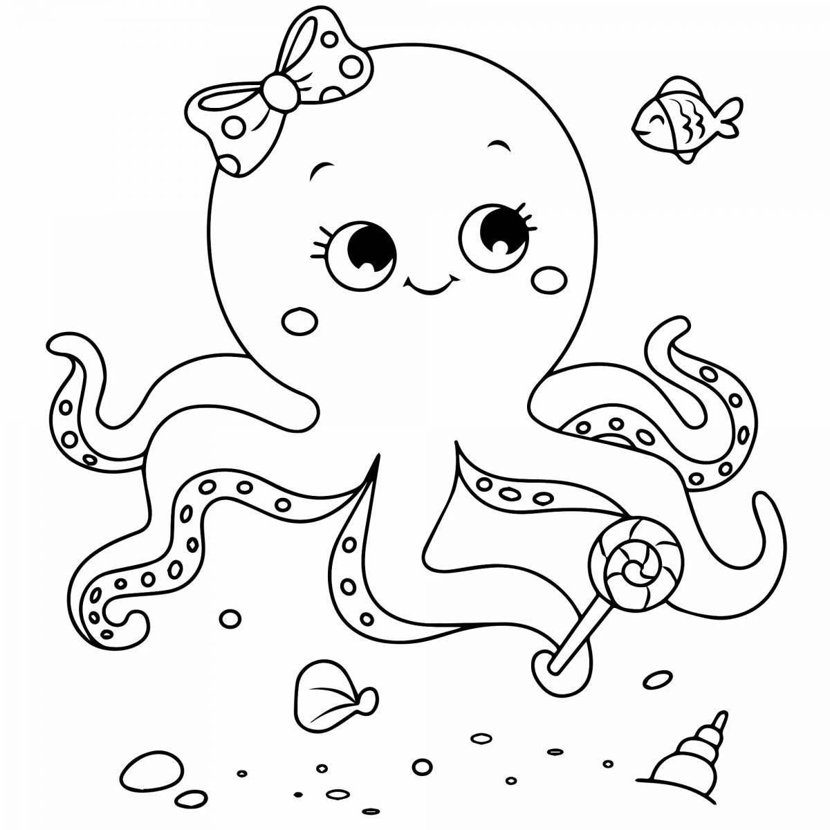 Adorable sea life coloring page for 3-4 year olds