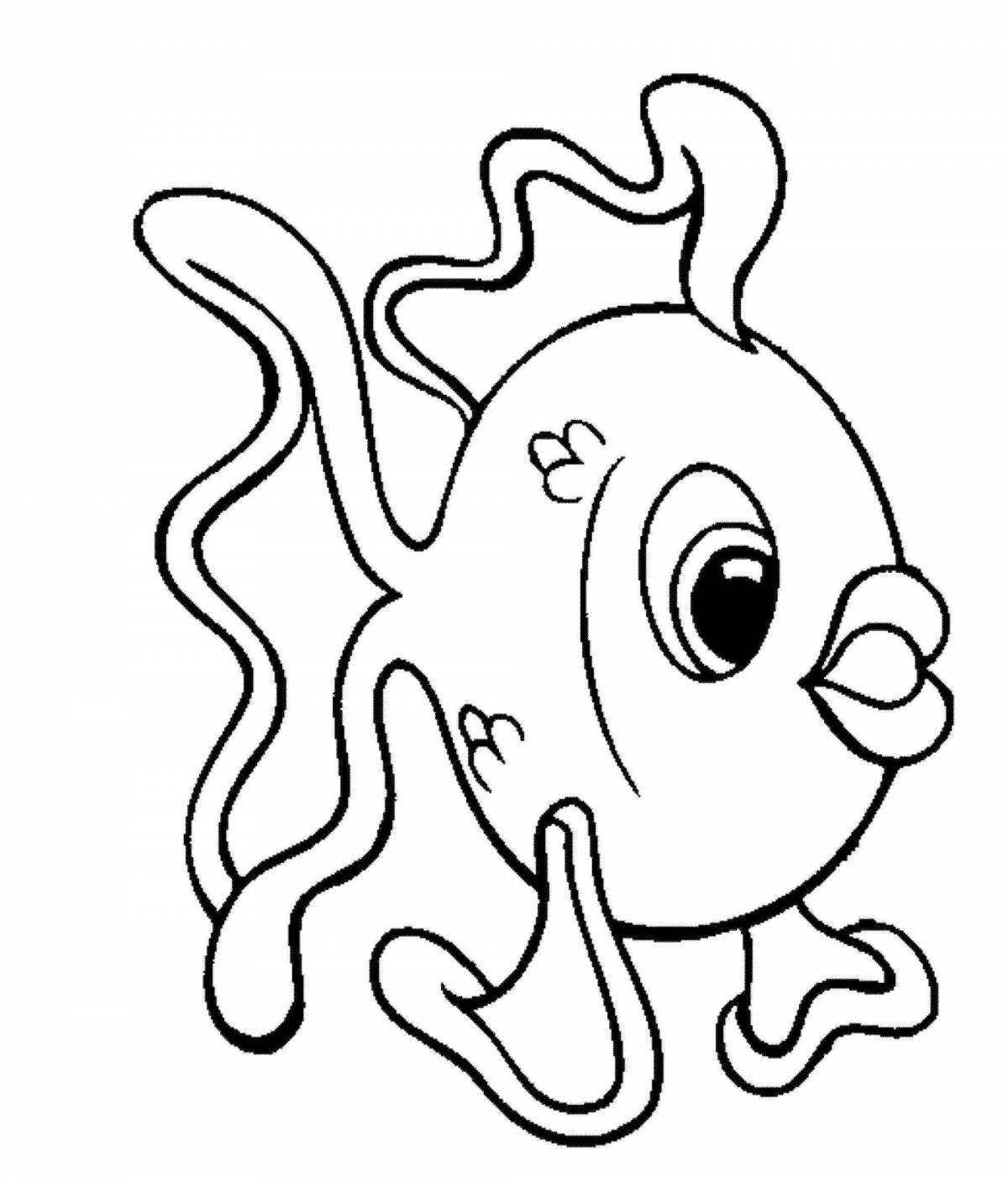 Playful marine life coloring page for 3-4 year olds