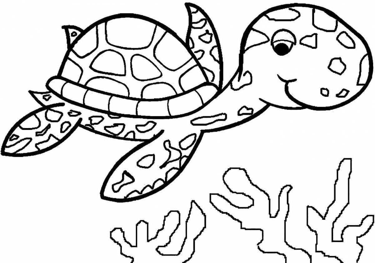 Beautiful marine life coloring page for 3-4 year olds