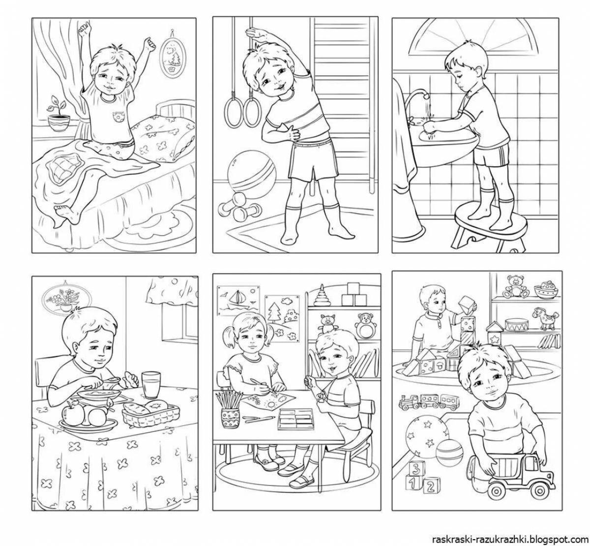 Playful healthy lifestyle coloring page