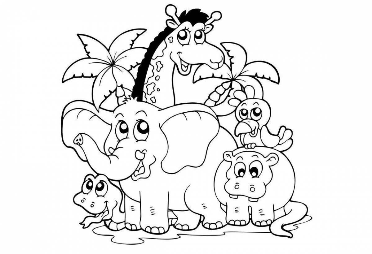 Magical African Animals Coloring Pages for 4-5 year olds