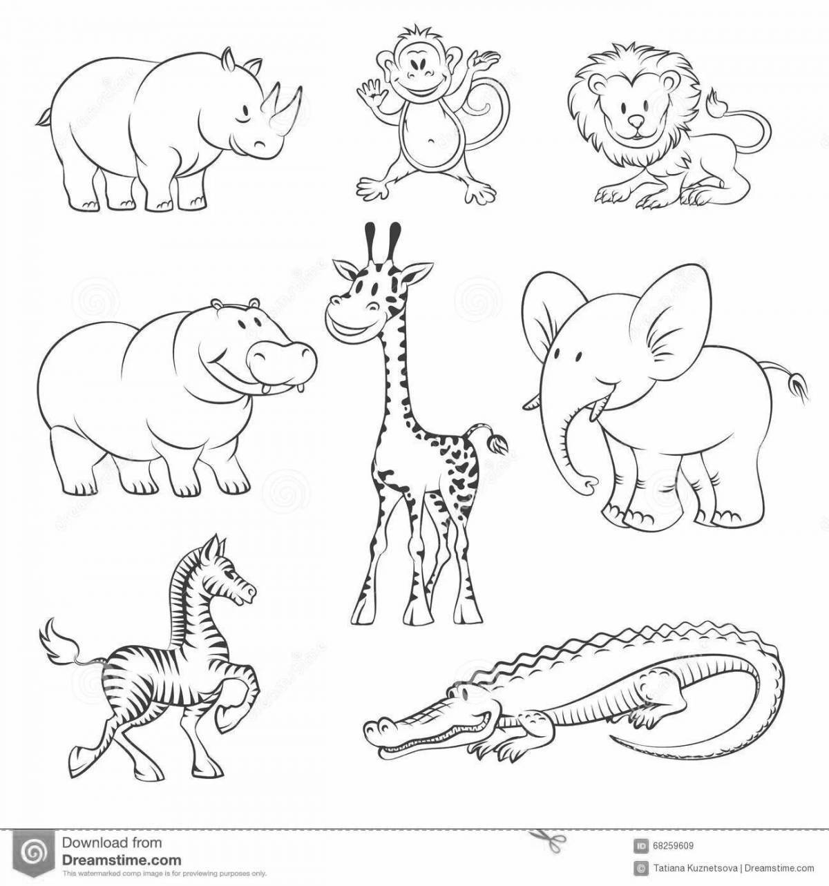Great coloring book of African animals for 4-5 year olds