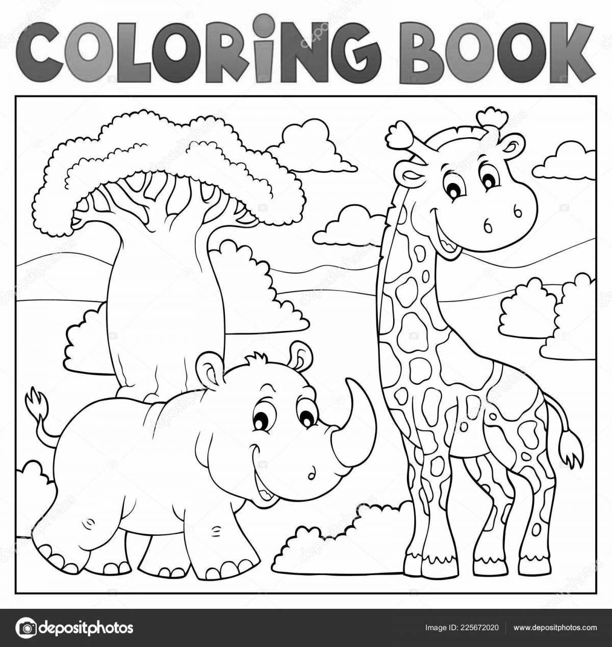 Attractive African animal coloring book for 4-5 year olds