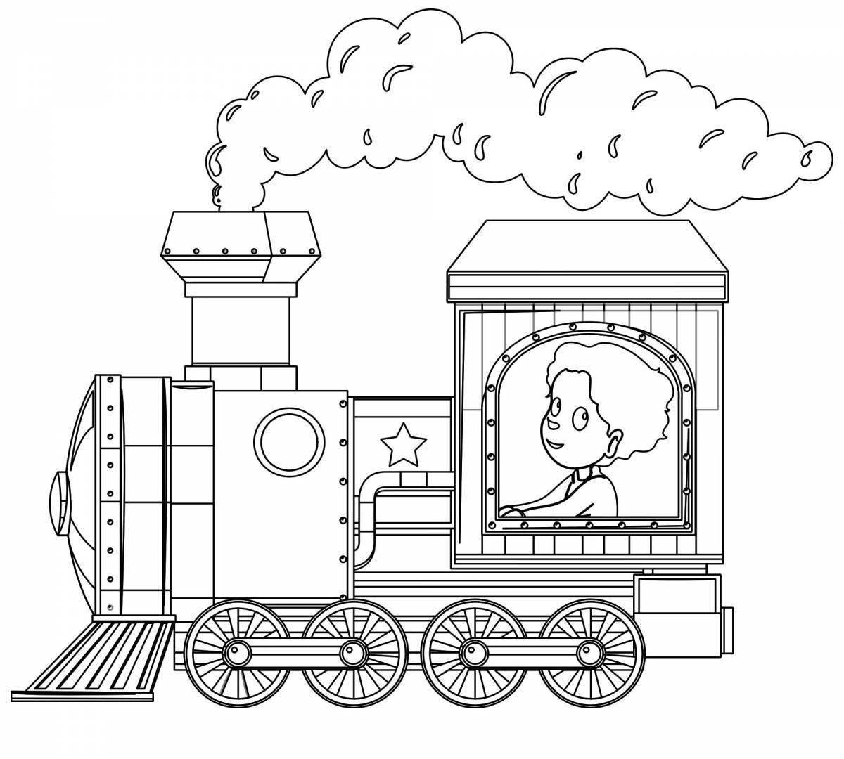 Яркая раскраска поезда для детей 4-5 лет