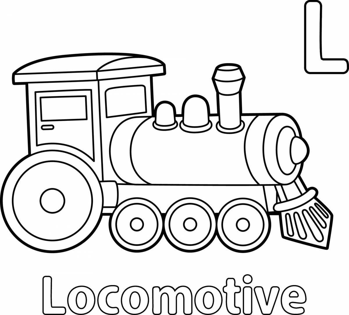 Colorful train coloring book for 4-5 year olds