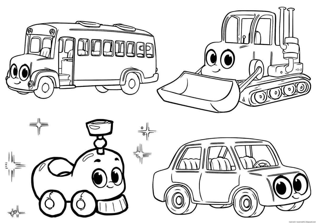 Fun transport coloring book for kids