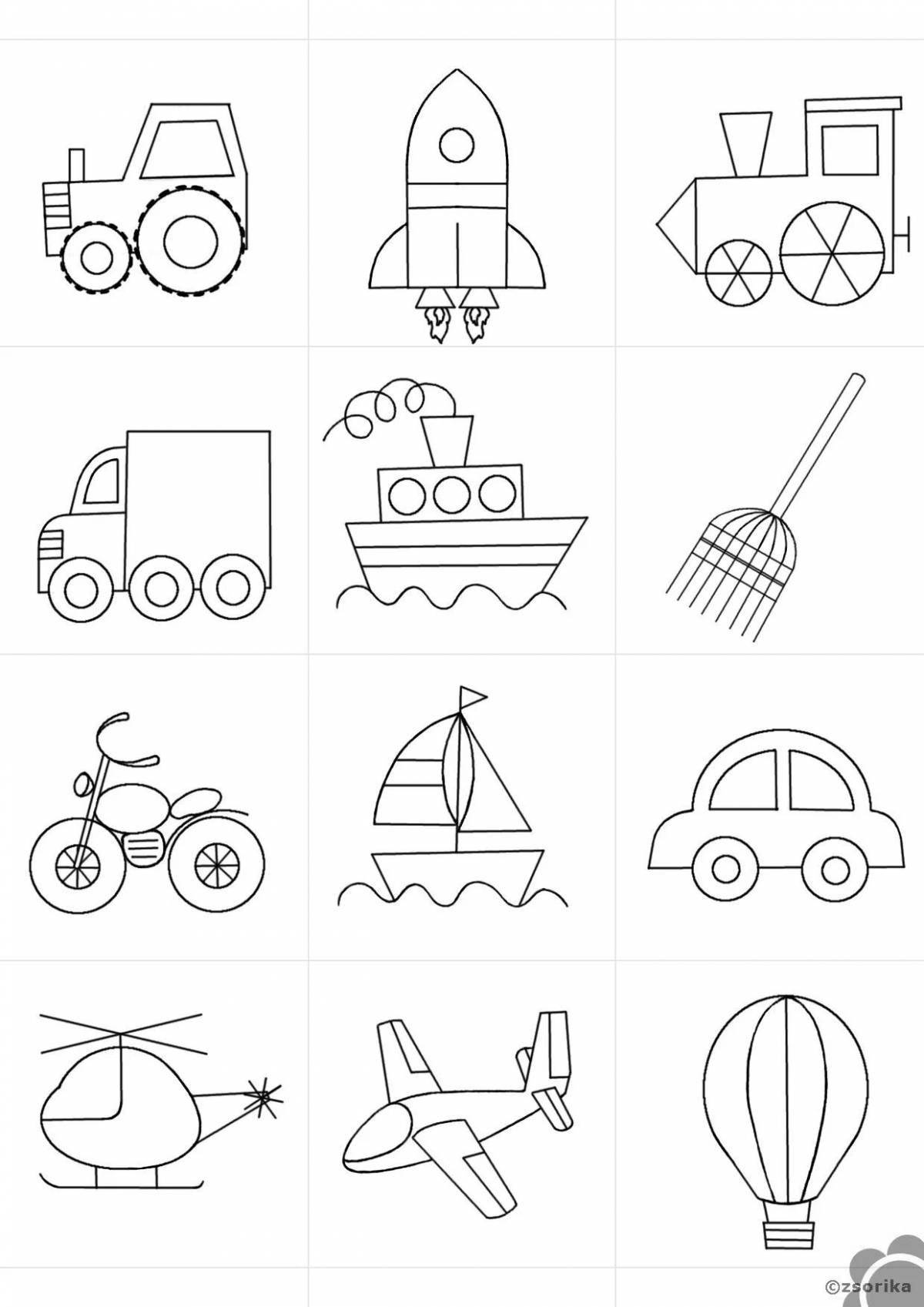 Amazing transport coloring book for kids