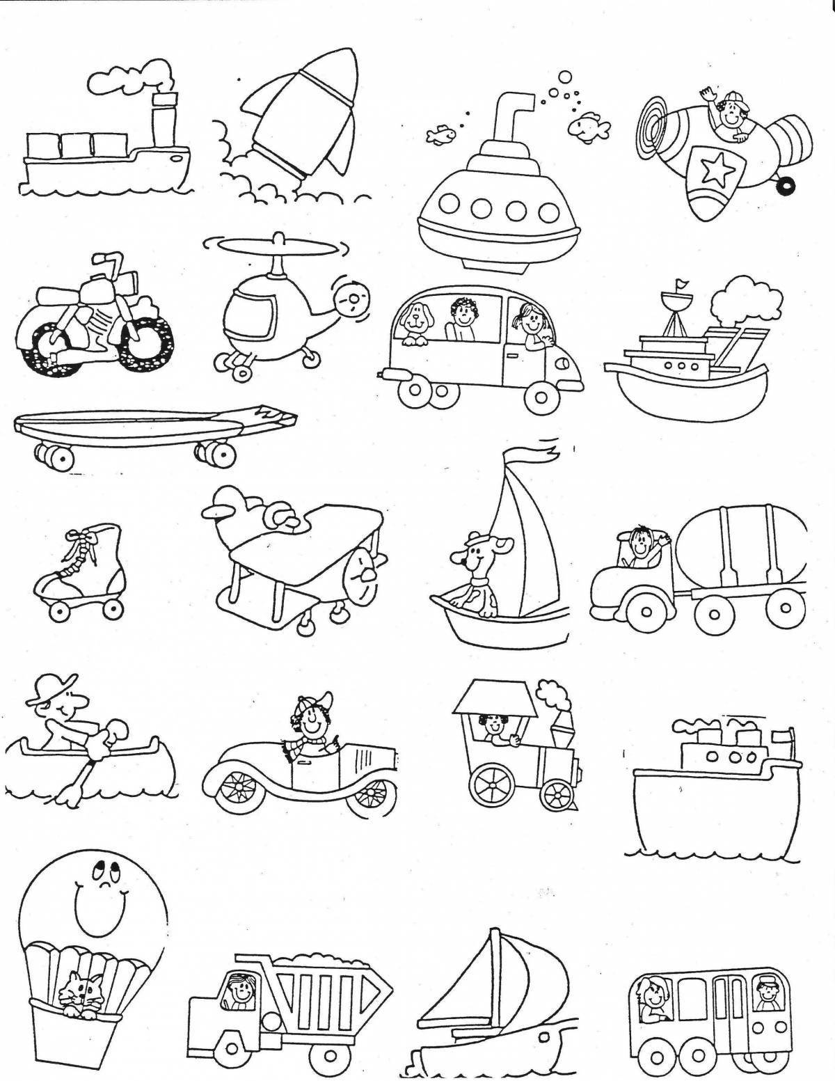 Outstanding transport coloring book for kids