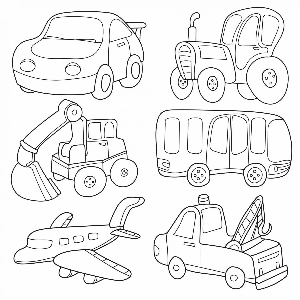 Glamorous transport coloring pages for kids