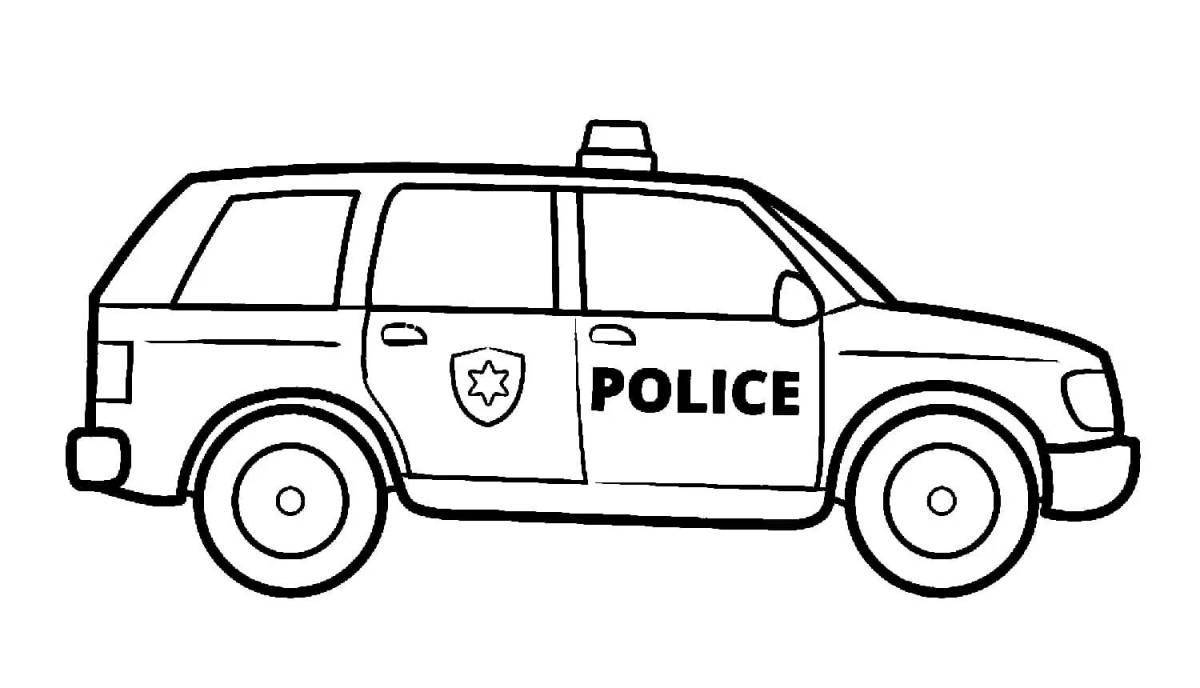 Великолепная раскраска полицейской машины для малышей