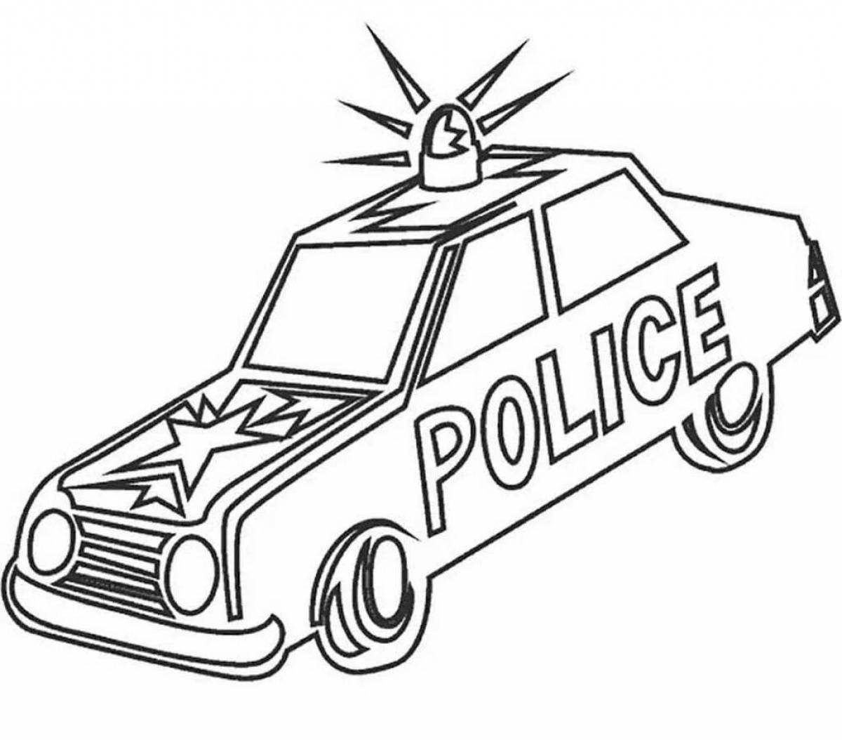 Милая полицейская машина-раскраска для дошкольников