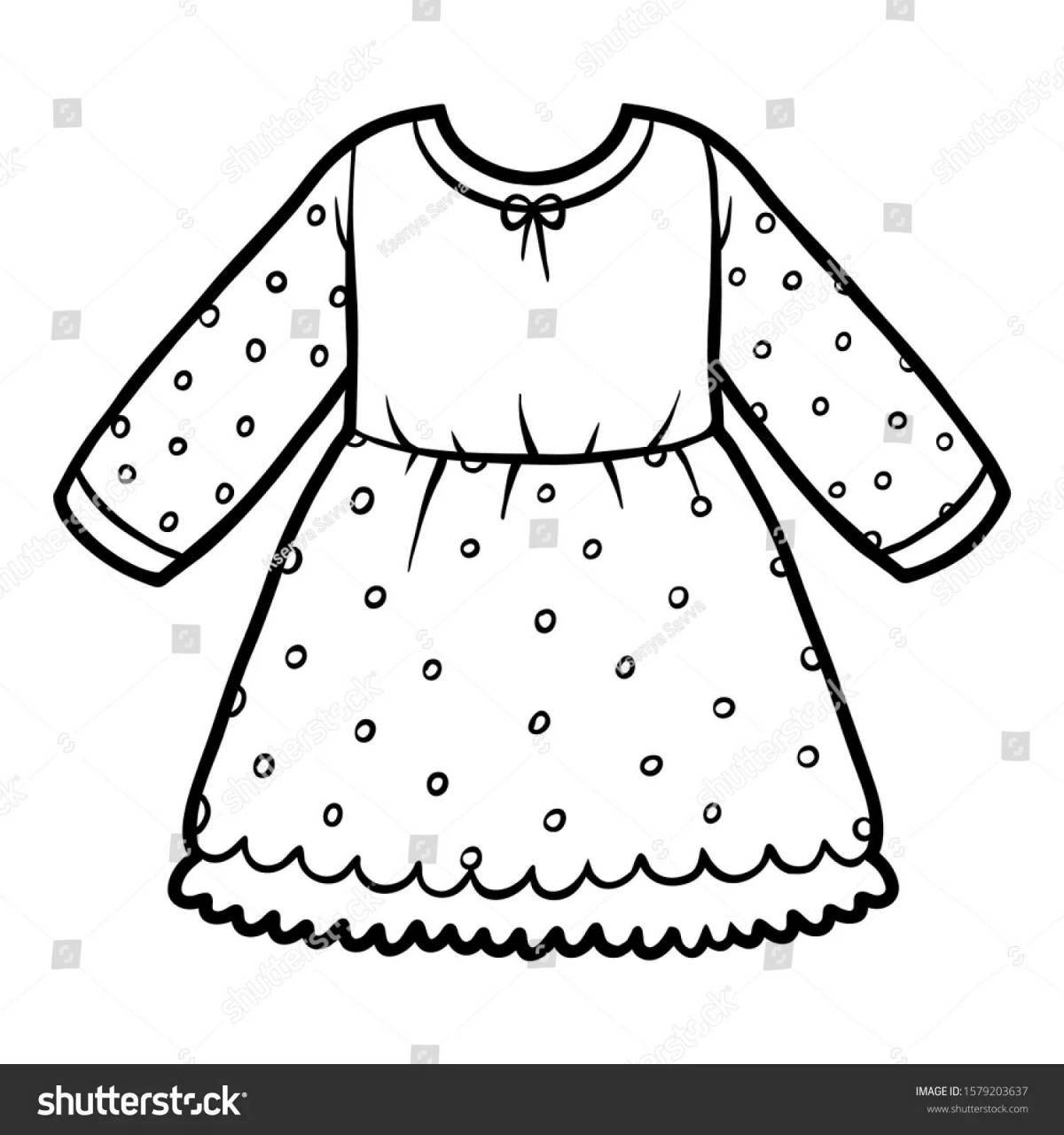 Раскраска яркое кукольное платье для детей 3-4 лет