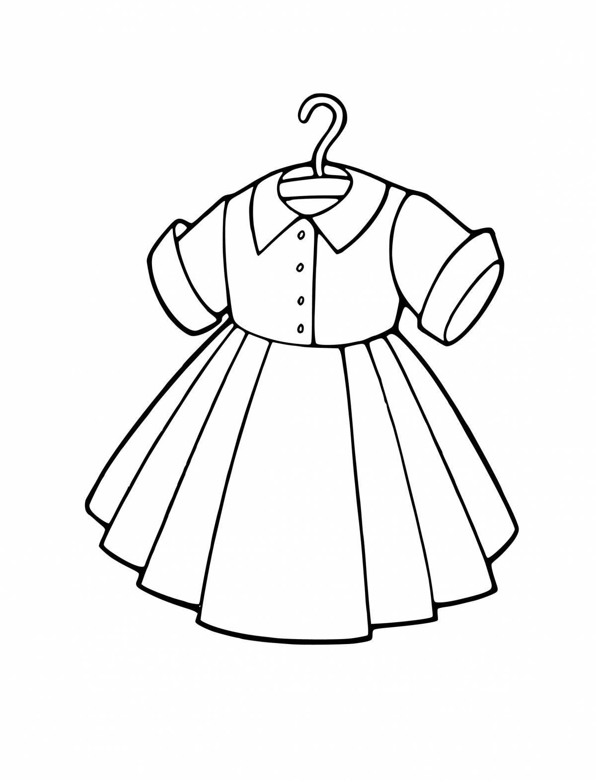 Раскраска милое кукольное платье для детей 3-4 лет