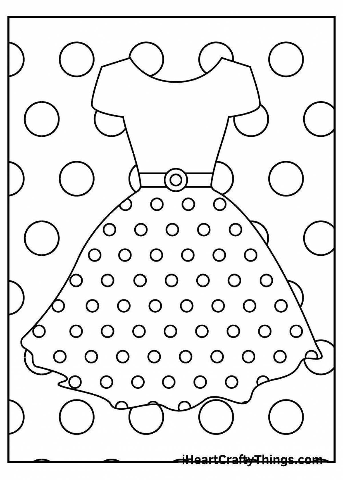 Раскраска светящегося кукольного платья для детей 3-4 лет